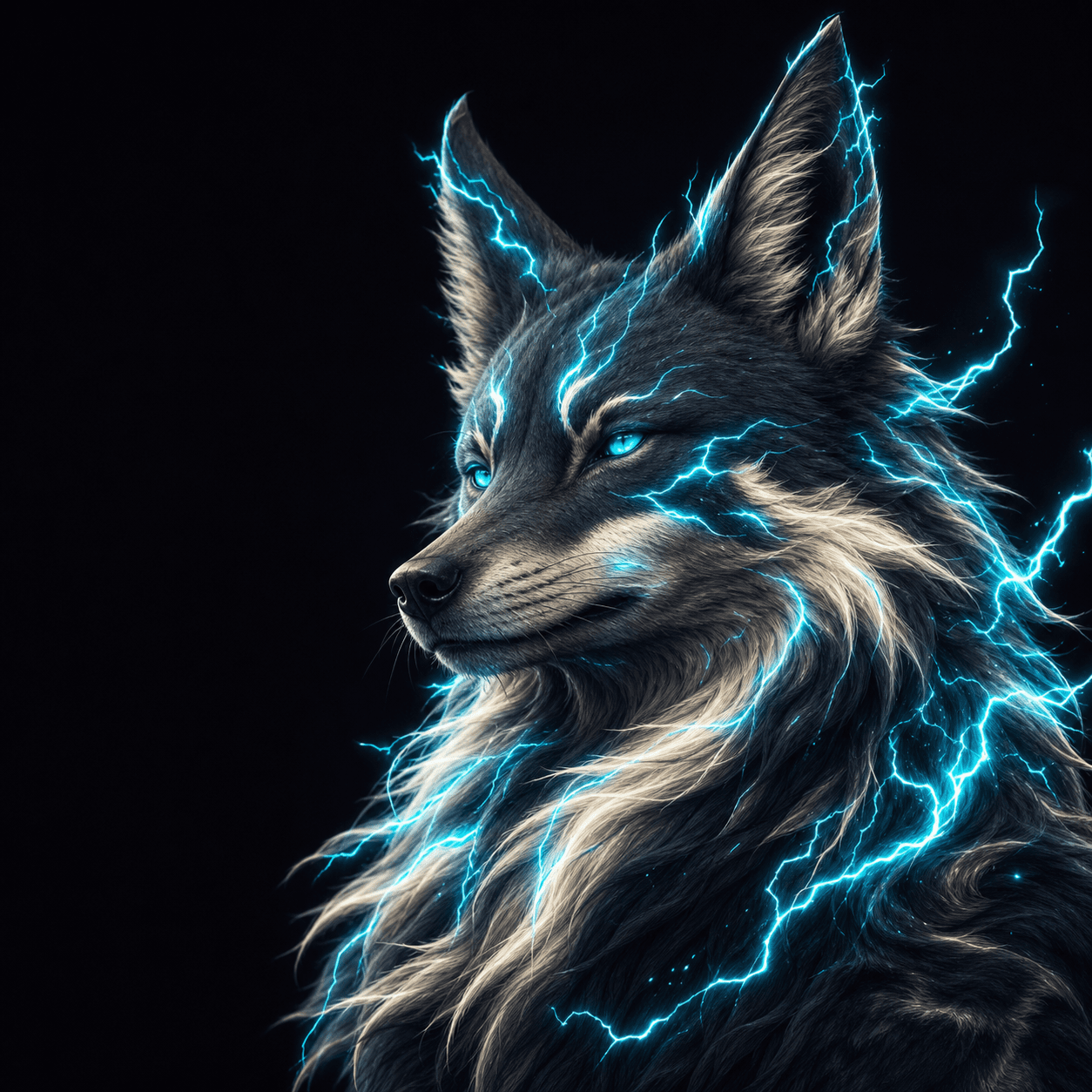 The Raijuna raiju, a thunder-beast crackling with cyan lightning